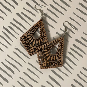 Henna styles | Wooden Earrings | Dangled Earrings | Hypoallergenic | Hypoallergenic Earrings