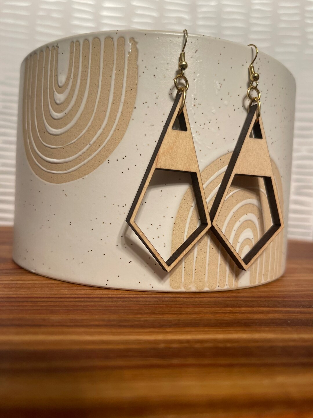 Modern Teardrop Wooden Earrings Dangled Earrings Etsy