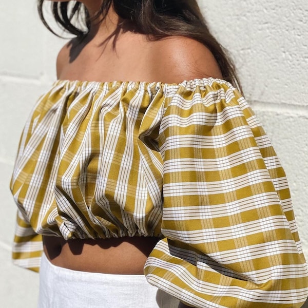 Yellow Sleeveless Women Palaka Shirt main image 1