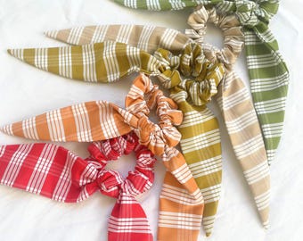 Palaka Plaid Scrunchie, Hawaiian Cotton Hair Tie
