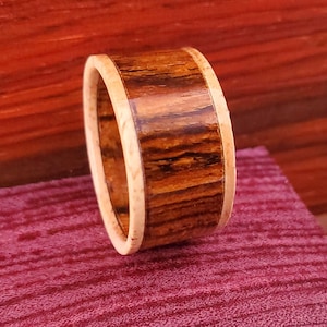 Bocote and Hard Maple Wood Handmade Ring