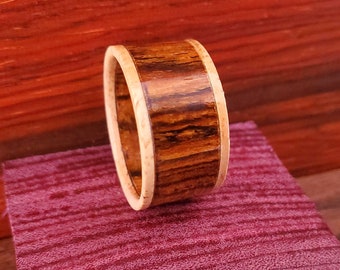 Bocote and Hard Maple Wood Handmade Ring