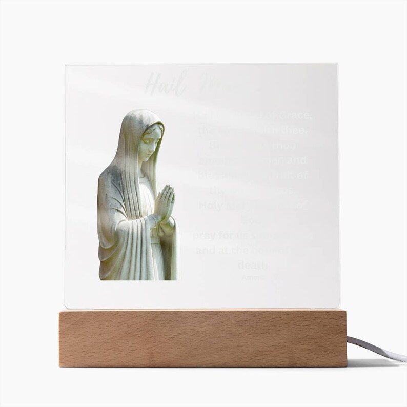 Hail Mary Prayer Plaque, Religious Virgin Marie Plaque Gift for Mother