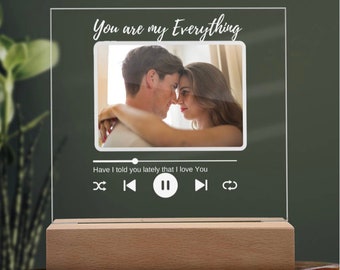 Personalized song plaque with stand, acrylic plaque with photo and music playlist, anniversary gift for him, engagement gifts, birthday gift