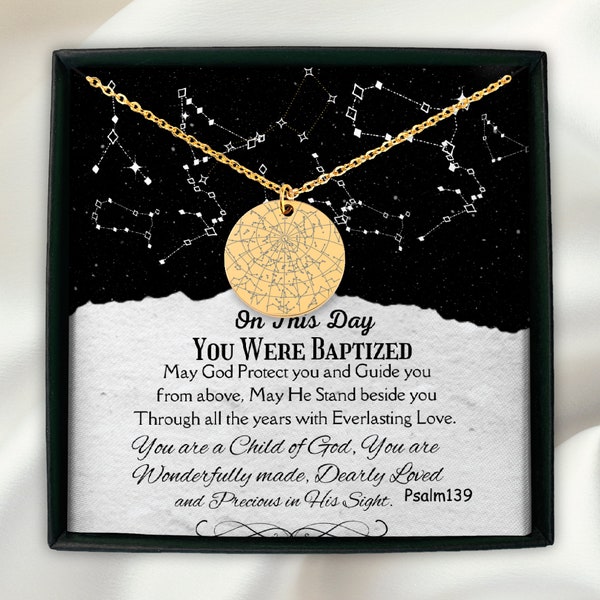 Personalized Baptism Gift Custom Star Map By Date, Cristian Jewelry, Teen Baptism Gift For Girl,  Teen Baptism Necklaces , Baptized Necklace
