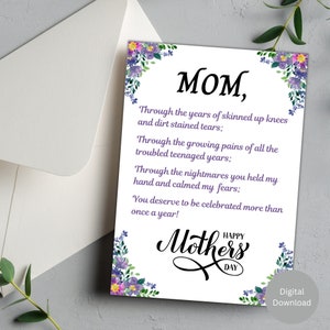 Happy Mother's Day Card, Sentimental Mother's Day Card, Card for Her, Card for Mother, Heartfelt Card