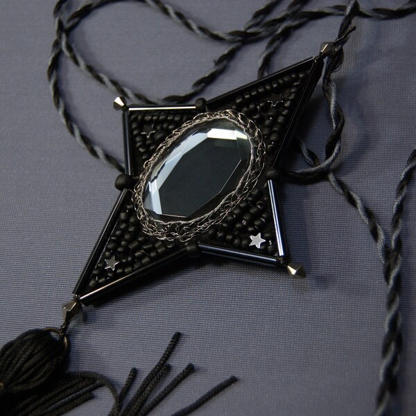 Ciondolo spilla gioielli BLACK STAR, collana spilla ornamento stella oscura, fascino spilla ornamento Noir Star, regalo per lei, regalo per lui