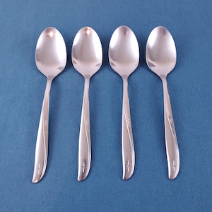 Oneida TWIN STAR Atomic Stainless Teaspoons 6 1/8" Beautiful Vintage Flatware ~ Sold in Sets of 4