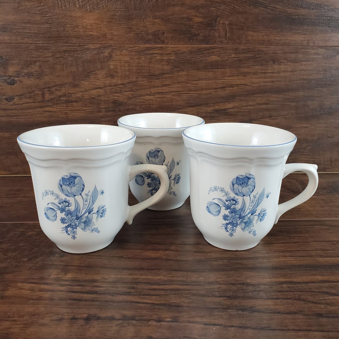Set of 3 Vintage Brick Oven Stoneware Blue Floral Jardin Bleu Etsy