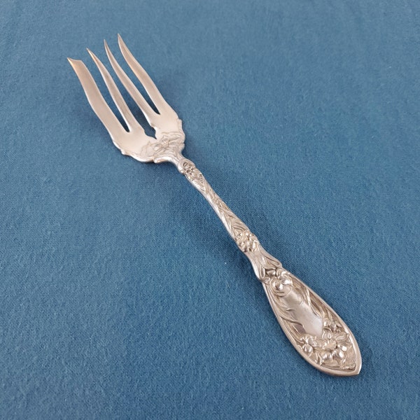 Oneida Silver Oxford NARCISSUS Silverplate Cold Meat Fork 8 1/4" long ~ Beautiful Antique Flatware