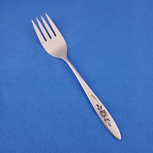 Oneida ROSE SHADOW ~ Cold Meat Fork 8 1/2" ~ Stainless ~ Beautiful Vintage Flatware