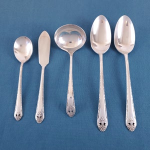 Choice ~ Holmes and Edwards LOVELY LADY 1937 Silverplate ~ (2) Solid Serving Spoons, Gravy Ladle or Butter Knife & Sugar Spoon ~ You Pick