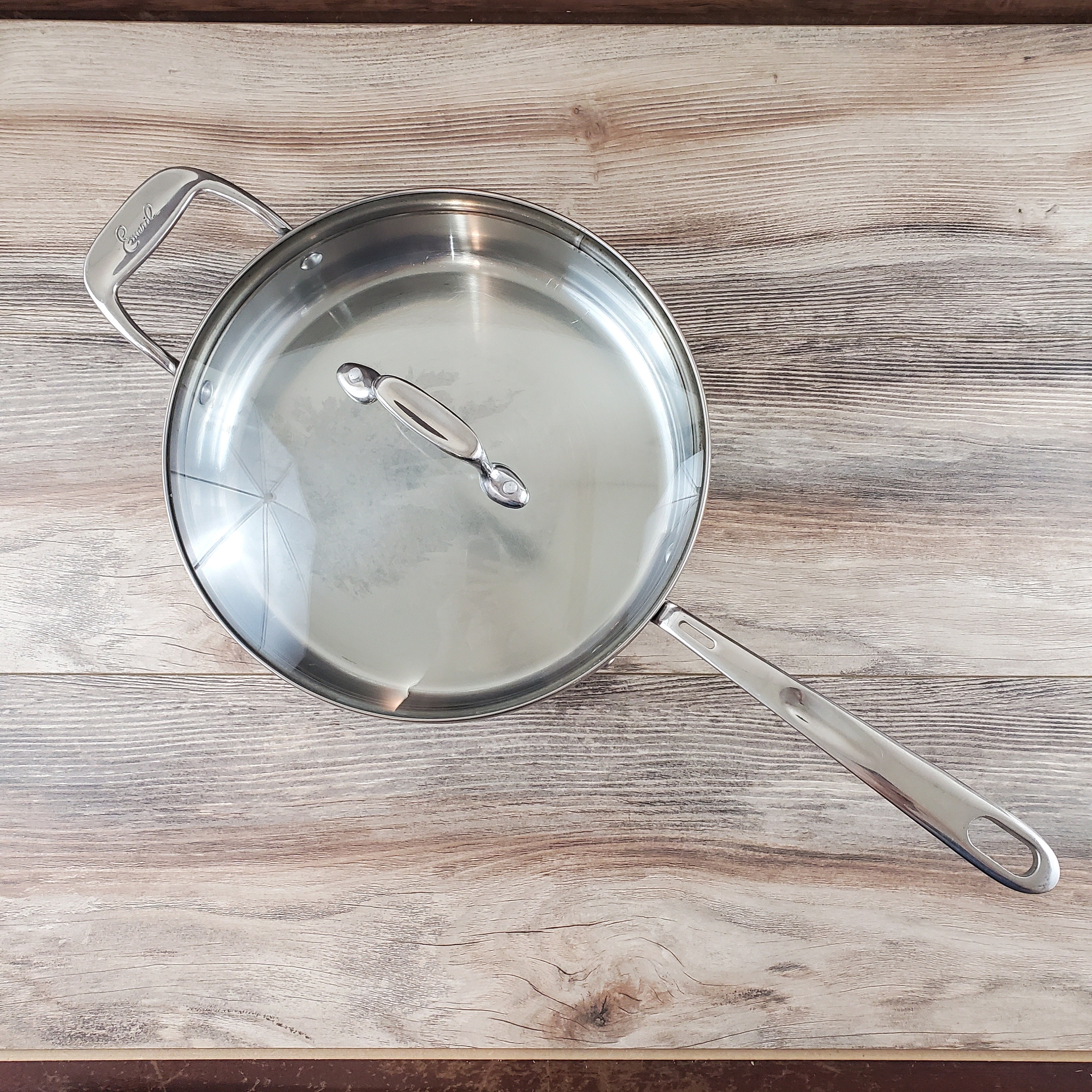 Farberware 8.5 Skillet With Lid / Vintage Stainless Steel Clad Cookware /  Small Frying Pan / MCM Retro Kitchen Wedding Gift 