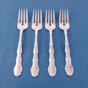Oneida FLIRTATION ~ Salad Forks 6 3/8&quot; ~ 1959 Silverplate ~ Beautiful Vintage Flatware ~ Sold in sets of 4