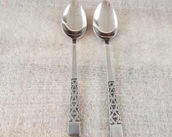 National Stainless Intermezzo~ Set of 2 Teaspoon 6 3/8" ~ Beautiful Vintage Flatware