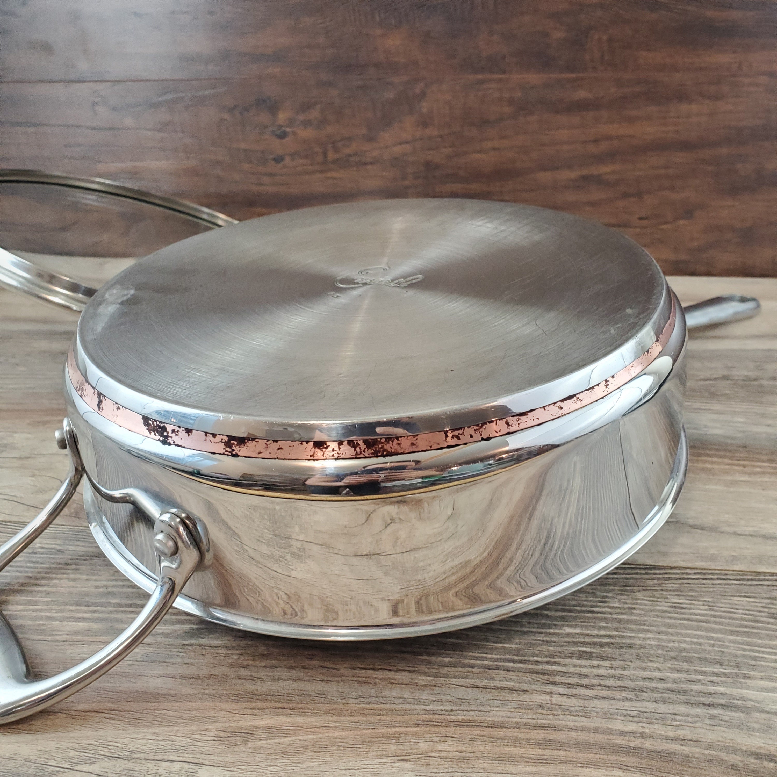 Emeril 3 Quart Pan W/ Glass Lid Copper Core All Clad Stainless Steel 10.5  Frying Pan Saute Heavy 