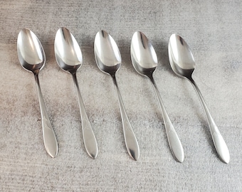 Oneida Debonair Community Stainless ~ SET of 5 Teaspoon Tea Spoon 6" Beautiful Vintage Pattern Flatware