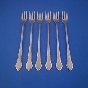 Oneida Northland MUSETTE ~ Cocktail Forks 6 1/4&quot; ~ Burnished Stainless ~ Beautiful Vintage Flatware ~ Sold in Sets of 6