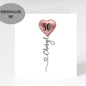 50th birthday card | greetings card | birthday day card for her | personalised card | gift | thirty | happy birthday | birthday card
