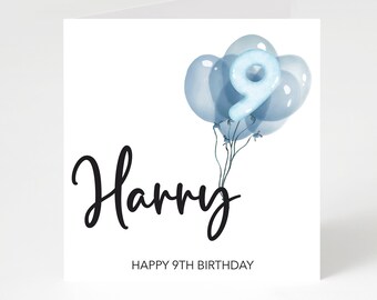 Personalized Birthday Card: Watercolor Balloons, Any Age