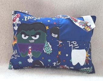 Personalized Tooth Fairy Pillow: Super Hero Design with Pocket