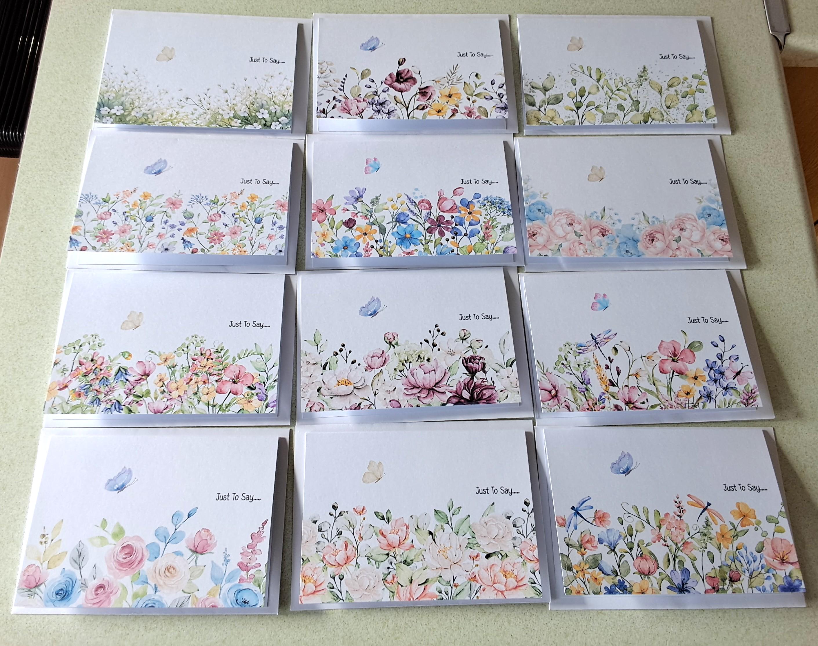 Notelets Floral A6 Blank Notelets, Floral Watercolour, Pack of 12 Cards & Envelopes ...