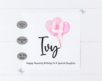 Personalized Heavenly Birthday Remembrance Card