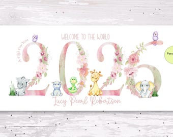 Personalized New Baby Money Wallet Card: Linen Texture