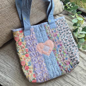 Patchwork Tote Bag | Handmade Shoulder Bag, Butterfly Design
