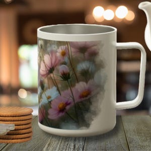 Travel Mug  | Thermal Coffee Mug with handle | Floral Coffee Mug | Gift for her