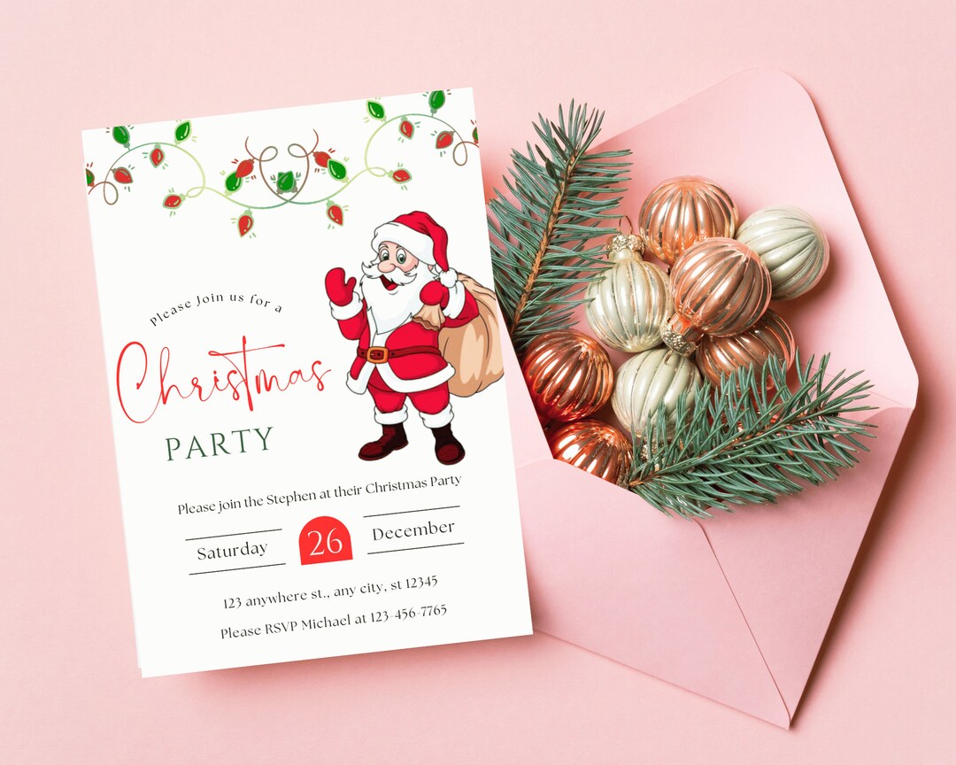 Santa Comic Invitations Editable Santa Party Invitation Editable Christmas Party - Etsy