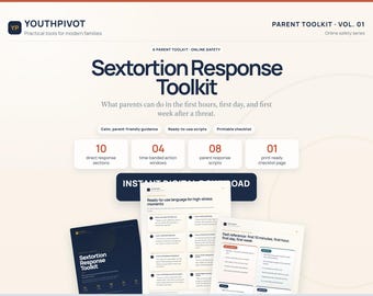 Sextortion Response Toolkit for Parents | Teen Online Blackmail Checklist, Parent Scripts, Evidence Steps PDF