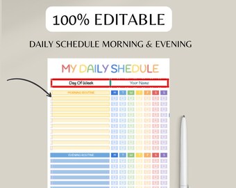 business plan checklist with swot analysis Editable Daily Schedule, Microsoft Excel Google Sheets, or Printable Daily Schedule PDF A3 A4 A5 USLetter
