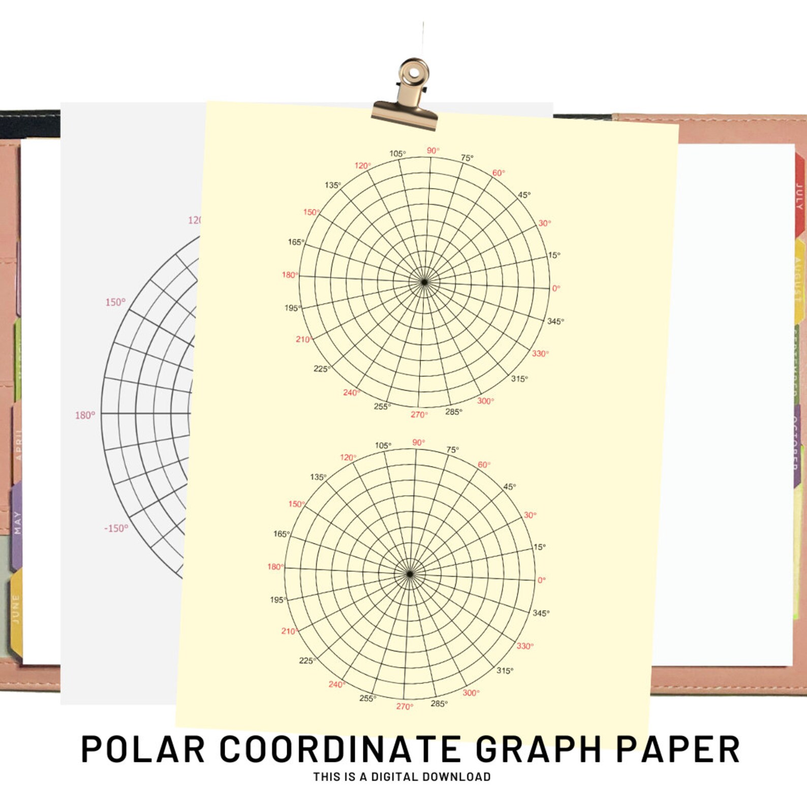 Printable Polar Coordinate Graph Paper PDF Digital Download Etsy
