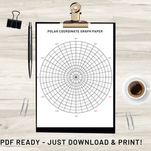 Printable Polar Coordinate Graph Paper PDF Digital Download - Etsy