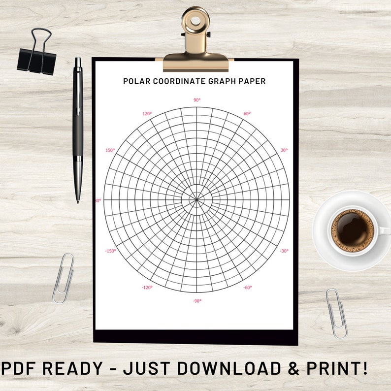 Printable Polar Coordinate Graph Paper PDF Digital Download Etsy