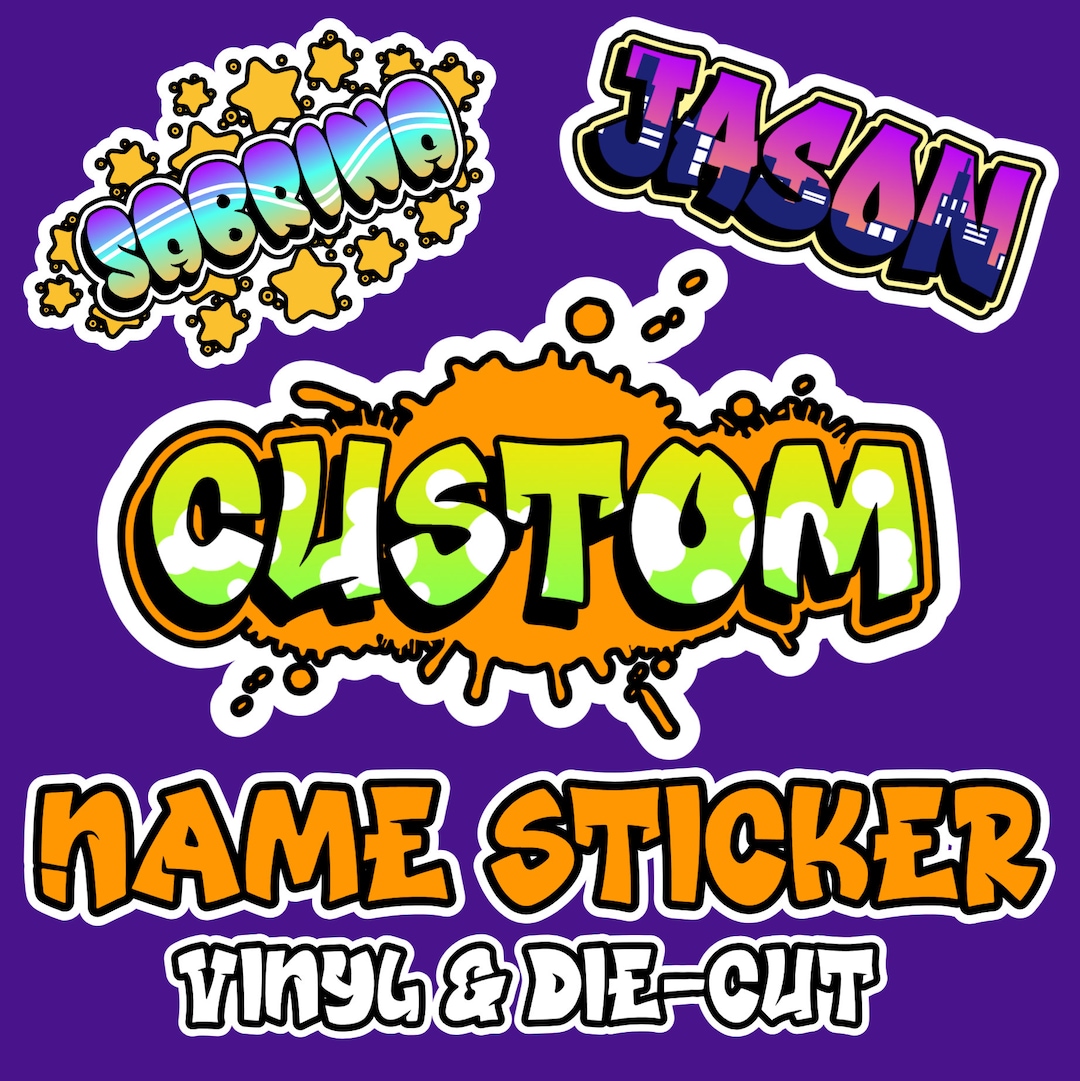 Custom Name Stickers, Custom Word Sticker, Water Resistant, Die Cut ...