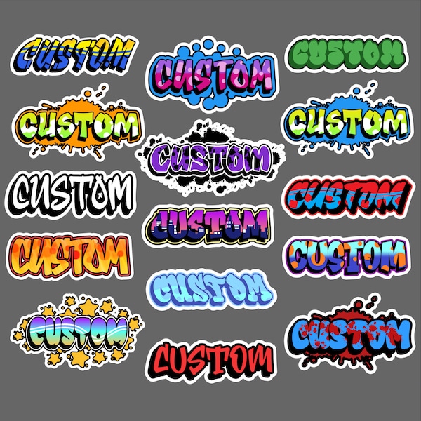 Graffiti Custom Name Decal, Die-Cut Custom Name Sticker, Water Resistant, Personalized Name Sticker, Hydroflask Decal, Notebook Sticker