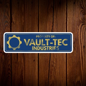 Fallout Sticker Vault-Tec, Vaulttec Industries, Property of Vault-Tec Decal, Vinyl Water Resistant, Water Bottle Decal, hydro flask stickers