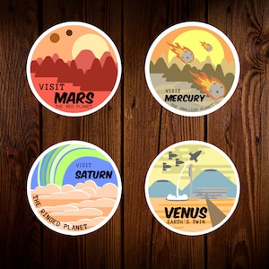 Planets Stickers, Mars Sticker, Venus Sticker, Mercury Sticker, Saturn Sticker, Space Sticker, Space Exploration, Space Travel, Exploration