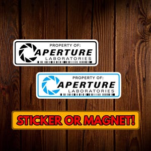 Property of Aperture Laboratories Sticker, Portal Sticker, Aperture Laboratories Decal, Vinyl Water Resistant Gloss Die-Cut, Laptop portal 2
