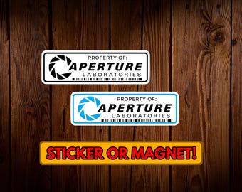 Property of Aperture Laboratories Sticker, Portal Sticker, Aperture Laboratories Decal, Vinyl Water Resistant Gloss Die-Cut, Laptop portal 2