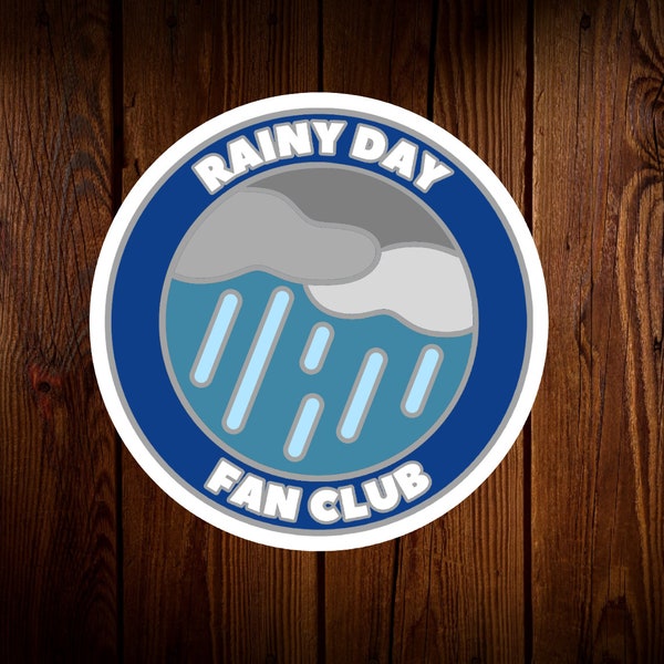 Rainy Day Fan Club Sticker, Rainy Day Sticker, Rain Sticker, Rainy Decal, Cloud Sticker, Gloomy Sticker, Weather Sticker, Cloudy Sticker