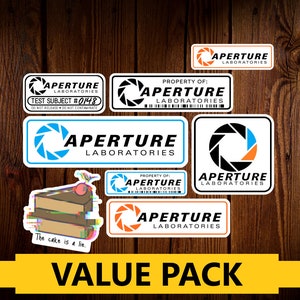 Aperture Laboratories Stickers Value Pack, Portal Sticker, Aperture Laboratories Decal, Water Resistant, hydro flask stickers, portal 2