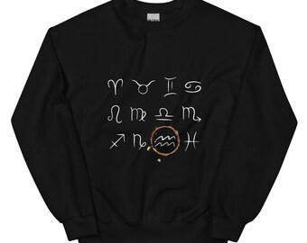 Aquarius Zodiac Sign New Moon Crewneck