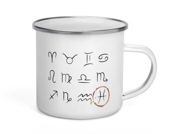 Pisces Zodiac Sign Enamel Mug