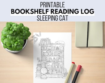Bookshelf Book Tracker Printable Planner Insert Reading Log - Cat ...