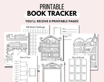 books and journals Book Tracker Printable Bundle - Printable Planner Insert Reading Log - Downloadable Printable PDF in US Letter, A4, and A5 Sizes