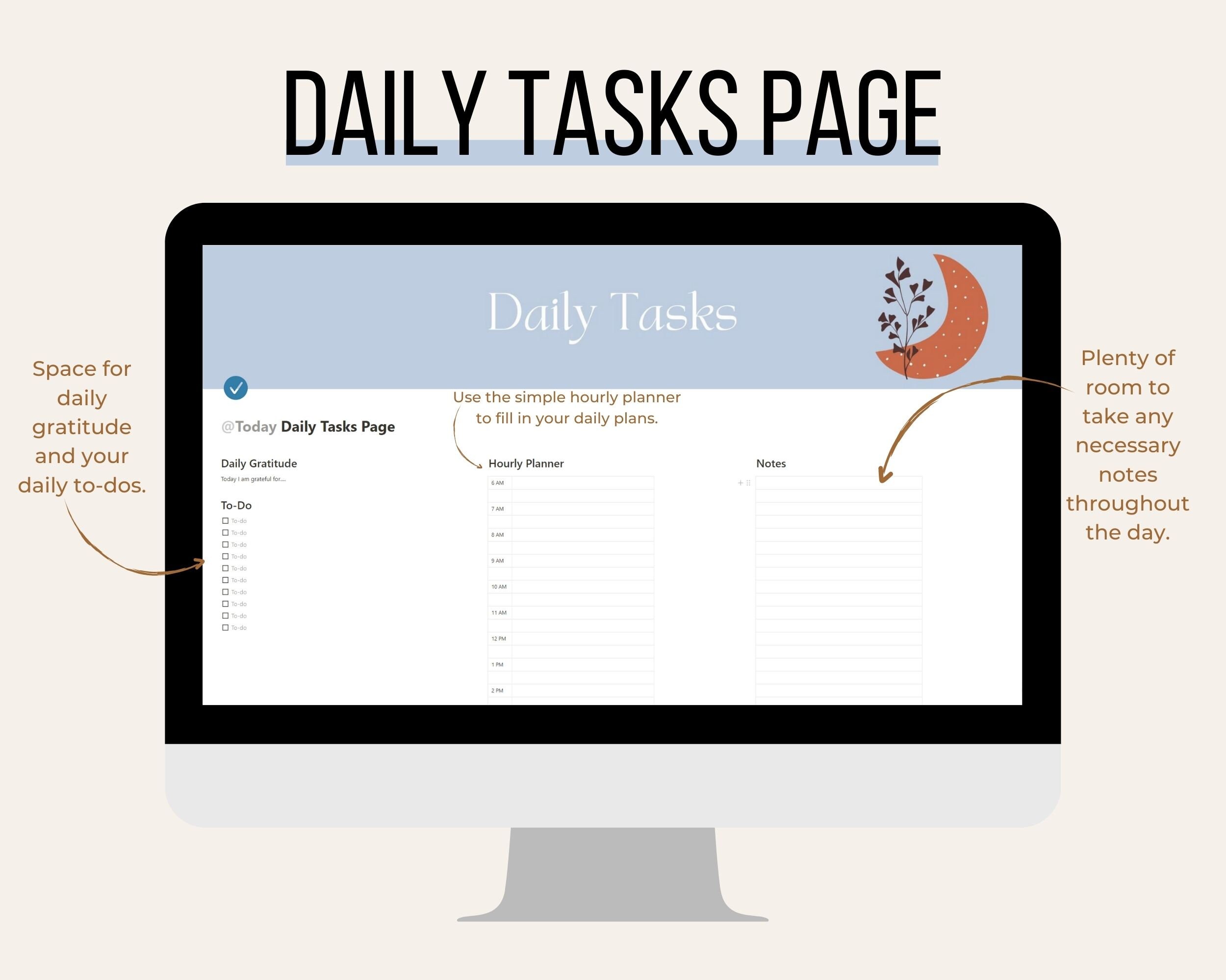 Digital Yearly Planner Template for Notion - Simple Minimalist Boho ...