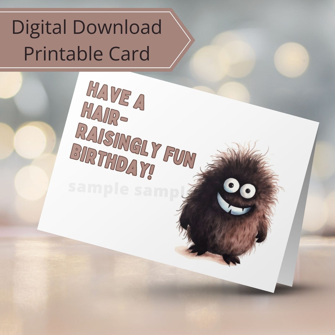 Printable Kids Birthday Card Cute Monster Birthday Card for Children ...